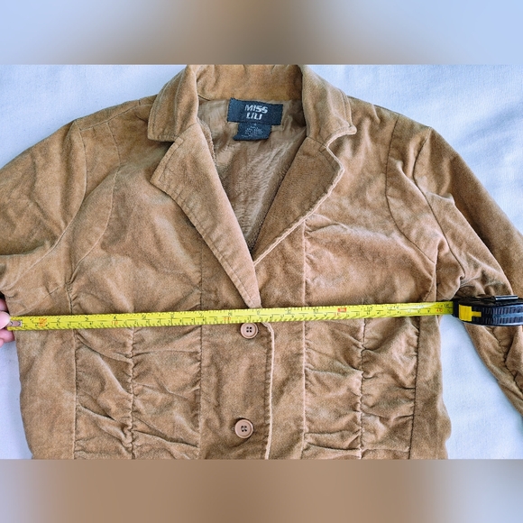 Y2K Ruched Tan Corduroy Jacket - Picture 3 of 6